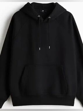 H&M Black Hooded Pullover Sweatshirt